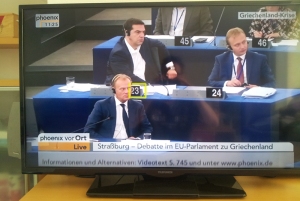Sitzplatz von Alexis Tsipras im Europäischen Parlament